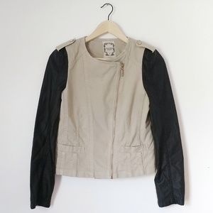 DOWNTOWN COALITION Faux Leather Two Tone Jacket